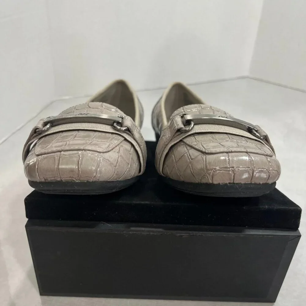 Anne Klein AK Sport Croc Embossed Loafers Comfort Flats Taupe 10M - Picture 12 of 16